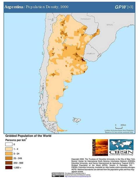 argentina population density ranking